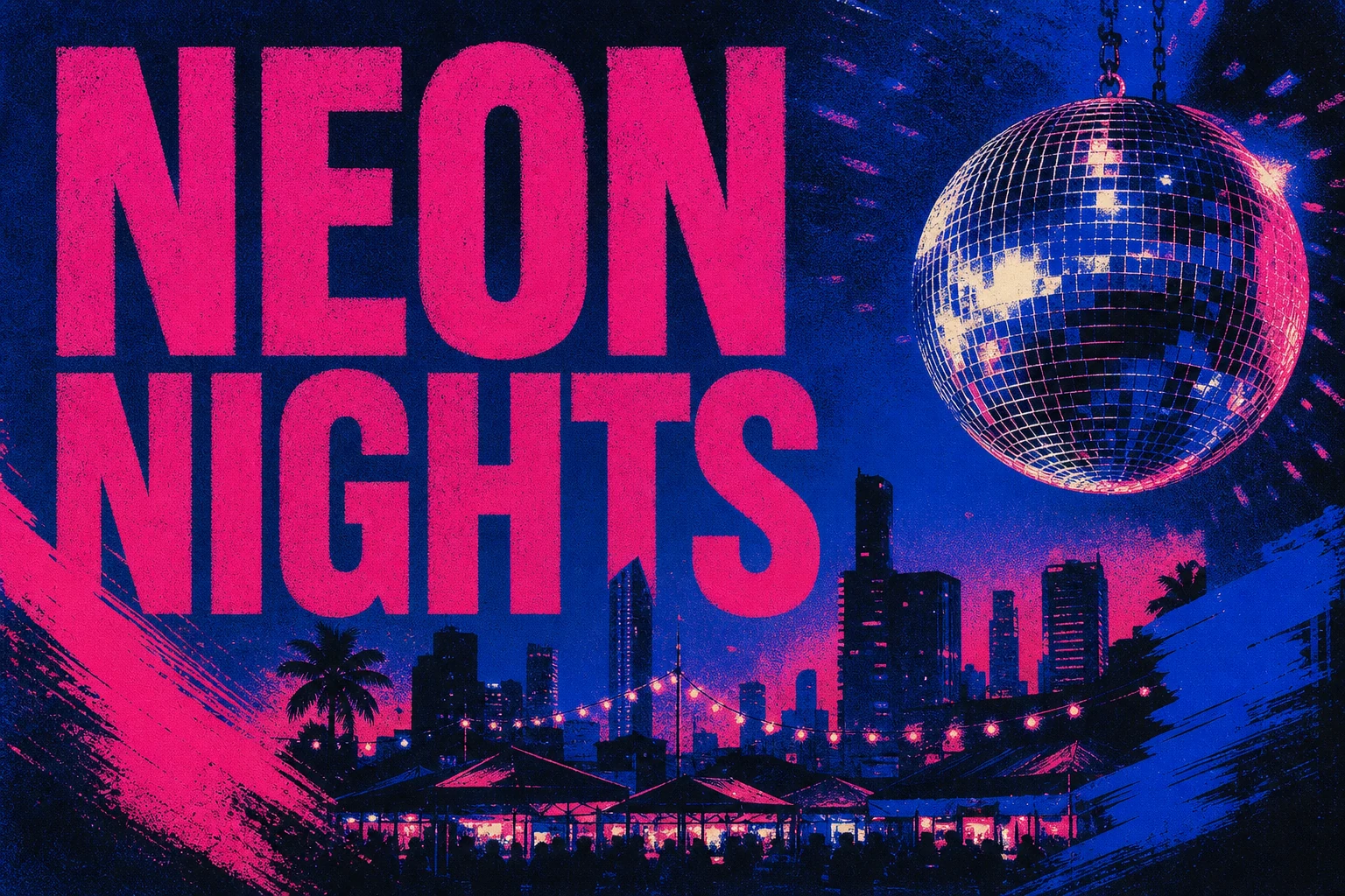 A vivid night-market campaign poster visual